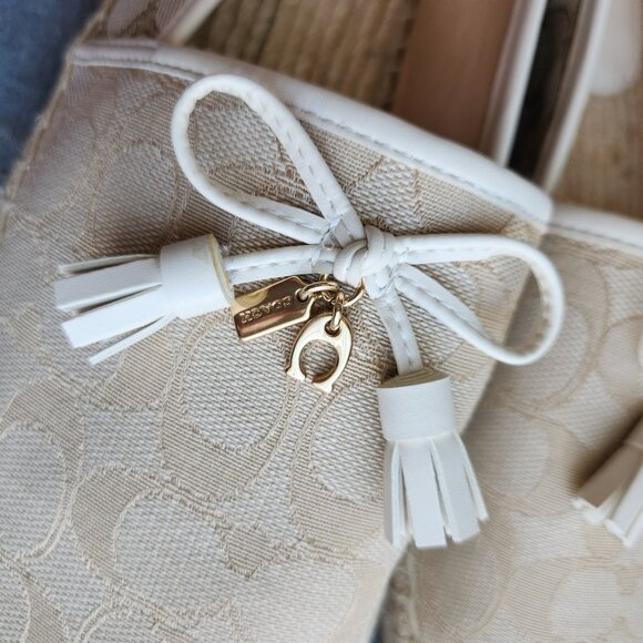 EUC Coach Carson Espadrille Signature Jacquard Slip-On Flat Jute-Foot Bed Beige - Picture 9 of 13